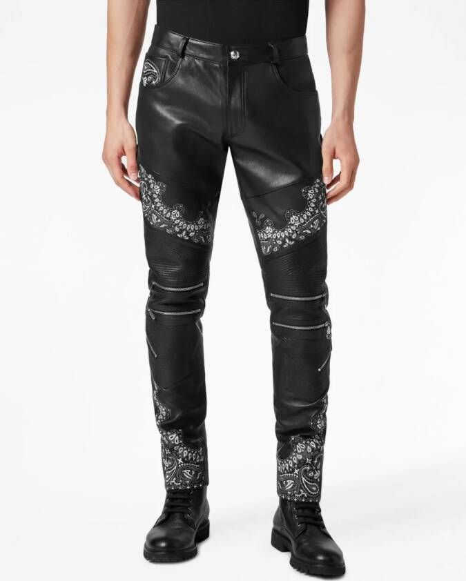 Philipp Plein Leren broek Zwart