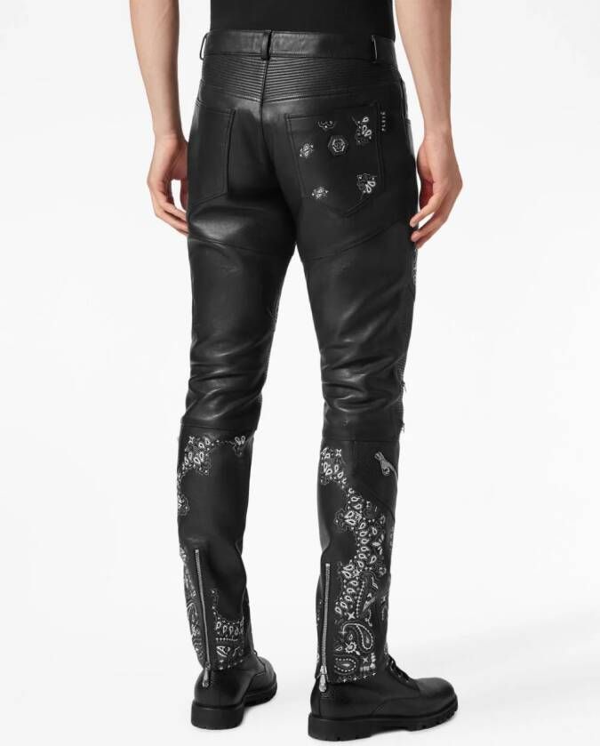 Philipp Plein Leren broek Zwart