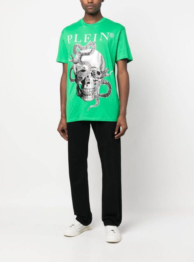 Philipp Plein T-shirt met slangenprint Groen