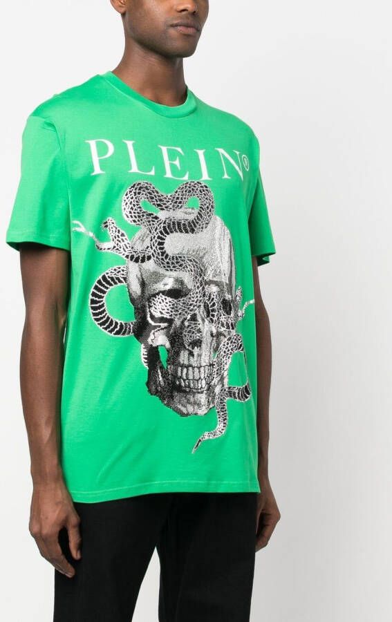 Philipp Plein T-shirt met slangenprint Groen