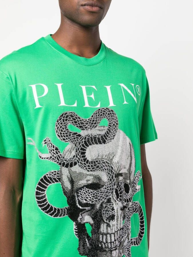 Philipp Plein T-shirt met slangenprint Groen