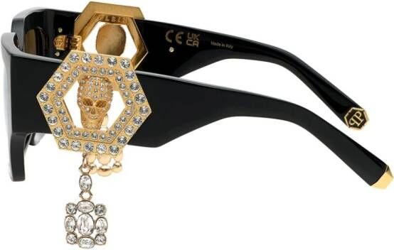 Philipp Plein Square Exclusive zonnebril met vierkant montuur Zwart