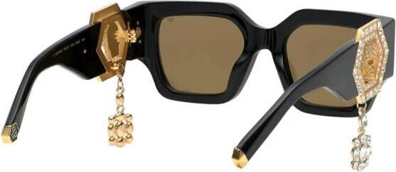 Philipp Plein Square Exclusive zonnebril met vierkant montuur Zwart