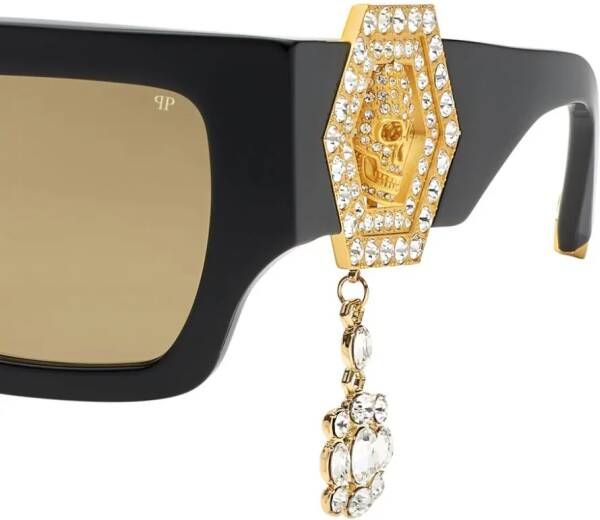Philipp Plein Square Exclusive zonnebril met vierkant montuur Zwart