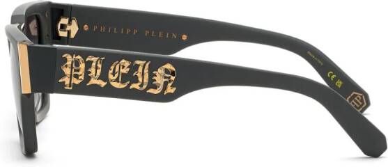 Philipp Plein Square zonnebril met logo Zwart