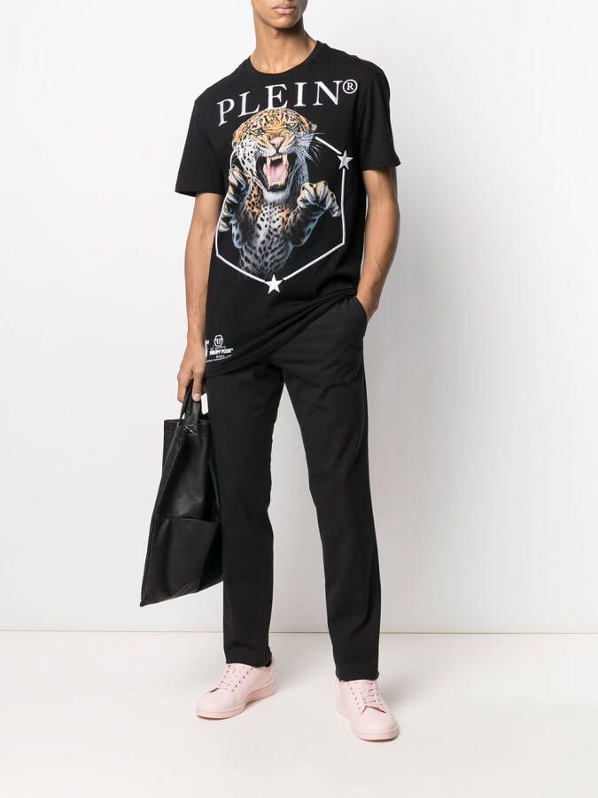 Philipp Plein Chino met logoplakkaat Zwart