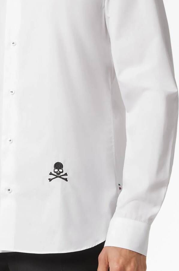 Philipp Plein Overhemd met geborduurde doodskop Wit