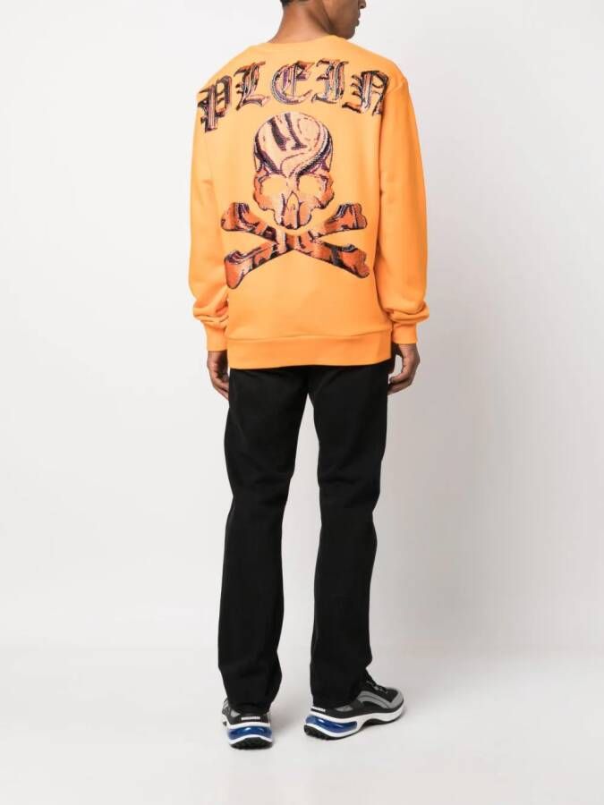 Philipp Plein Sweater met doodskopprint Oranje