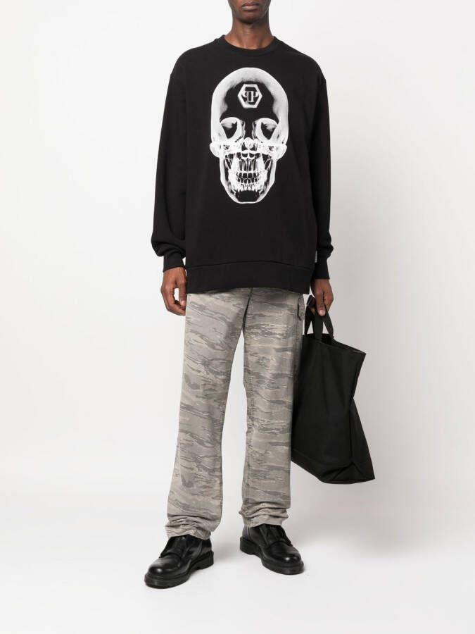 Philipp Plein Sweater met doodskopprint Zwart