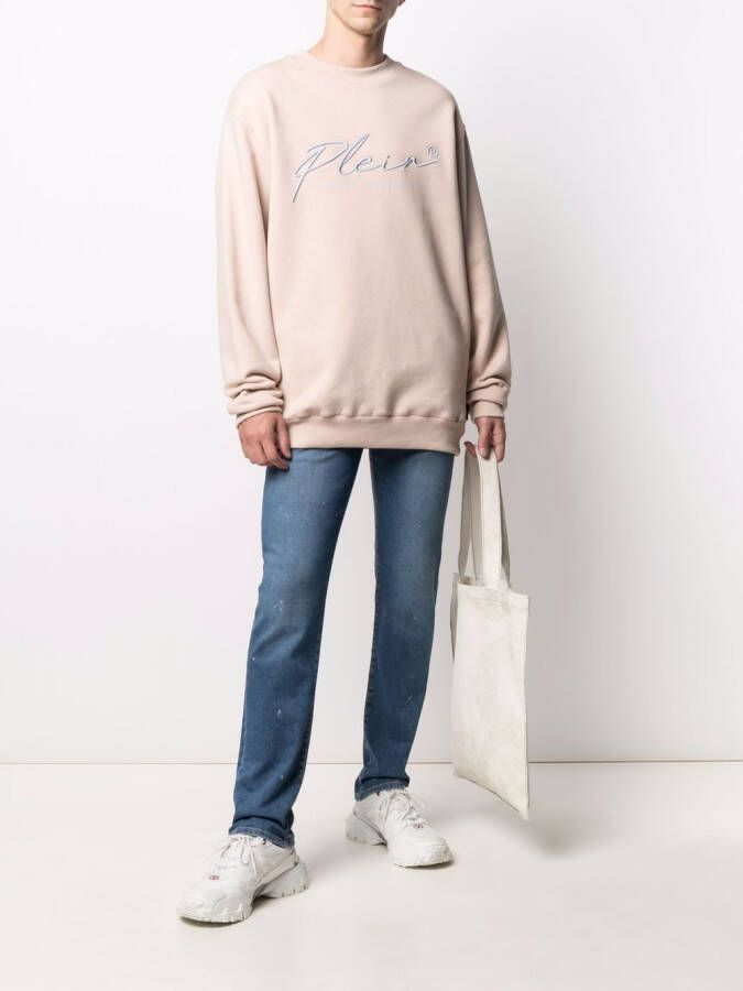 Philipp Plein Sweater met geborduurd logo Beige