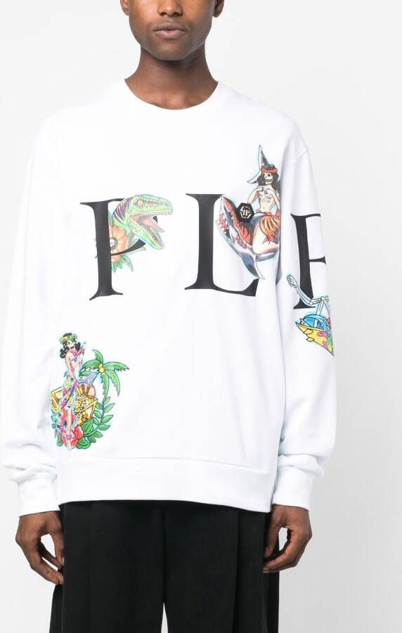 Philipp Plein Sweater met logoprint Wit