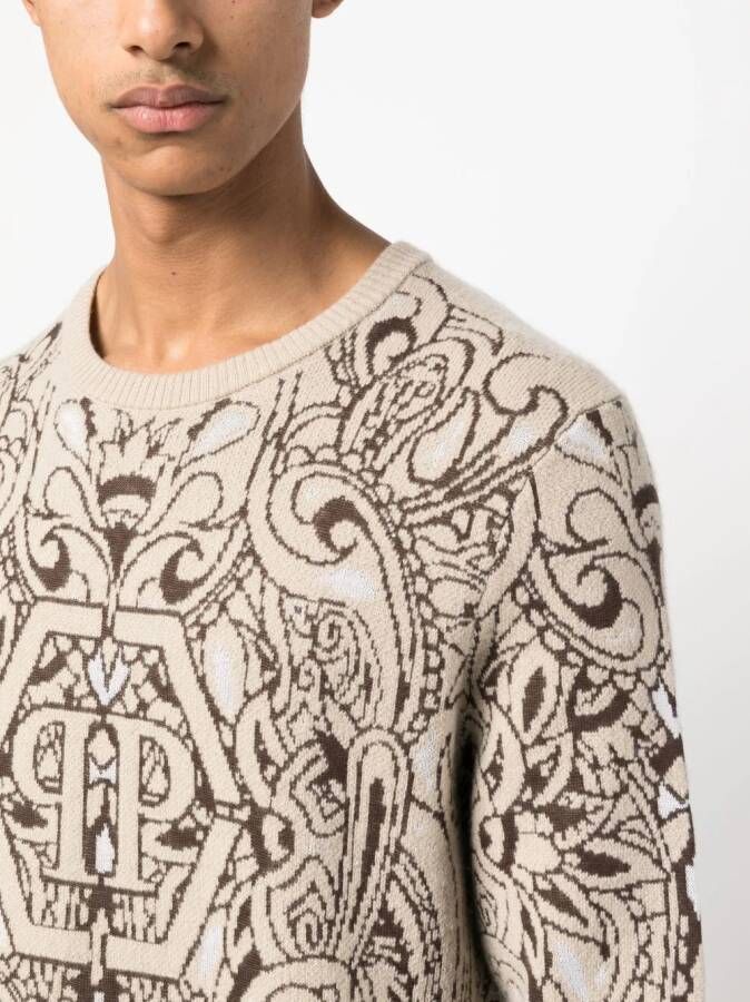 Philipp Plein Sweater met paisley-print Beige