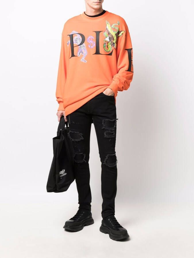 Philipp Plein Sweater met print Oranje