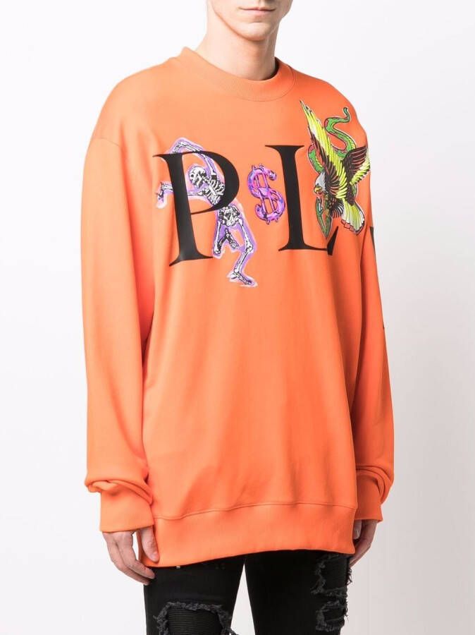 Philipp Plein Sweater met print Oranje