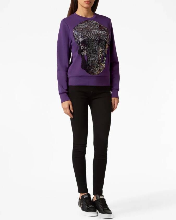 Philipp Plein Sweater verfraaid met stras Paars