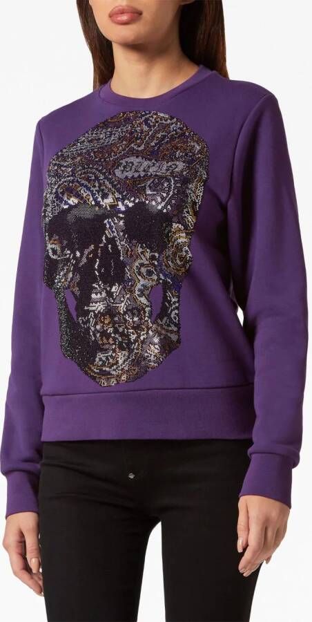 Philipp Plein Sweater verfraaid met stras Paars