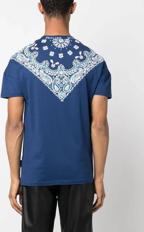 Philipp Plein T-shirt met bandanaprint Blauw