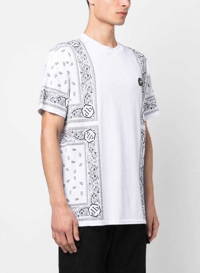Philipp Plein T-shirt met bandanaprint Wit