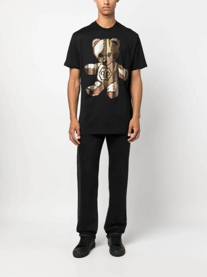 Philipp Plein T-shirt met beerprint Zwart