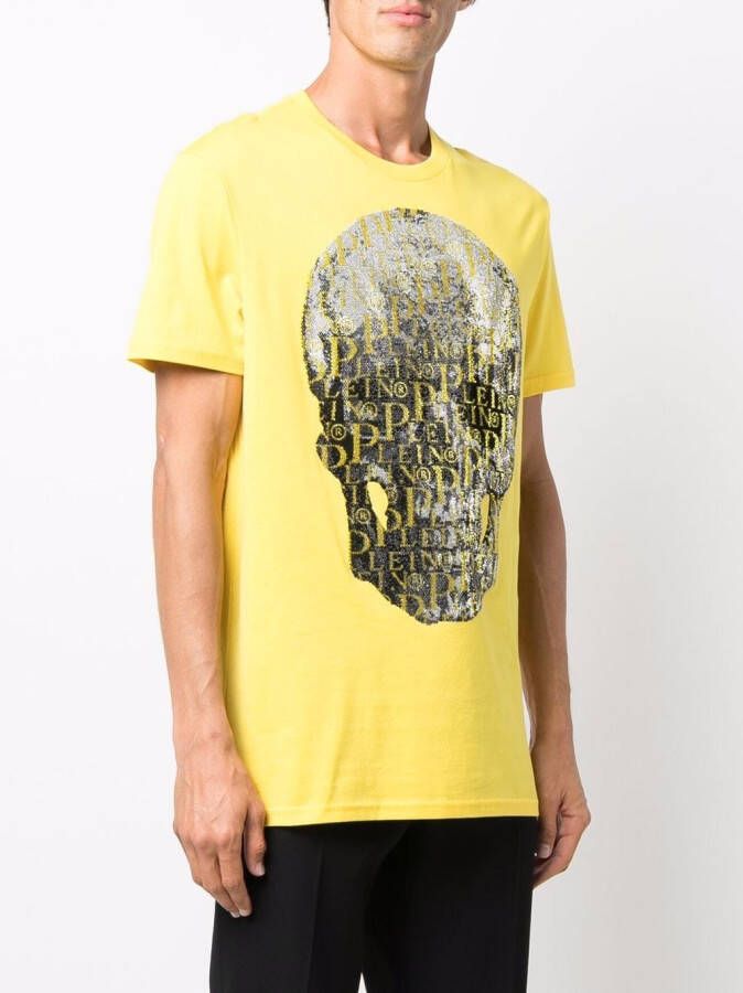 Philipp Plein T-shirt met doodskop Geel