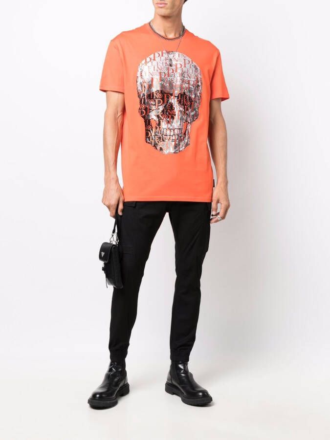 Philipp Plein T-shirt met doodskop Oranje