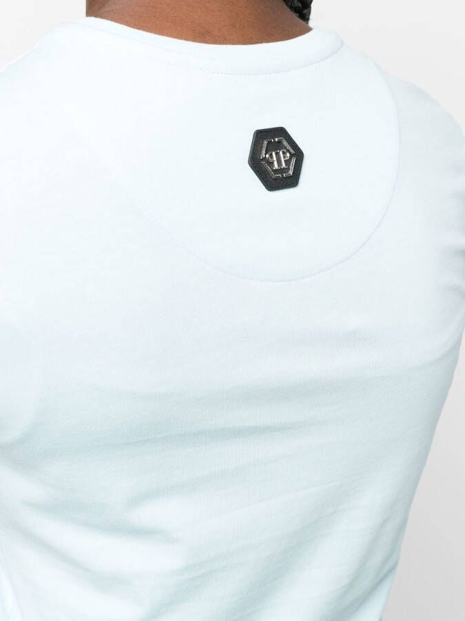 Philipp Plein T-shirt met doodskop van kristallen Blauw