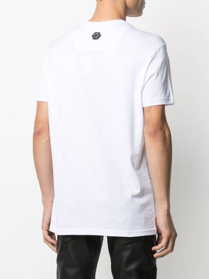 Philipp Plein T-shirt met doodskop van kristallen Wit