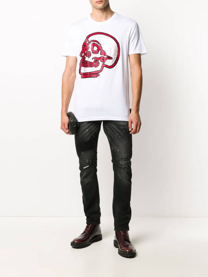 Philipp Plein T-shirt met doodskop Wit