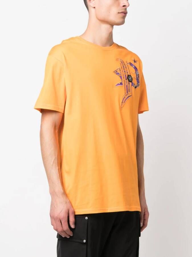 Philipp Plein T-shirt met doodskopprint Oranje