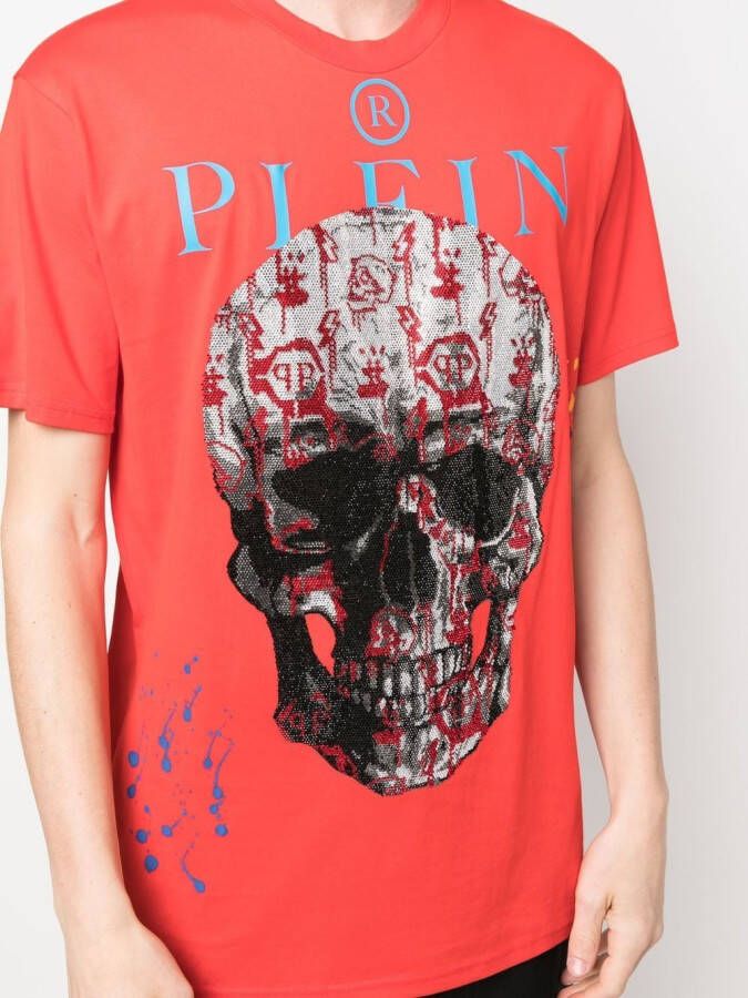 Philipp Plein T-shirt met doodskopprint Rood