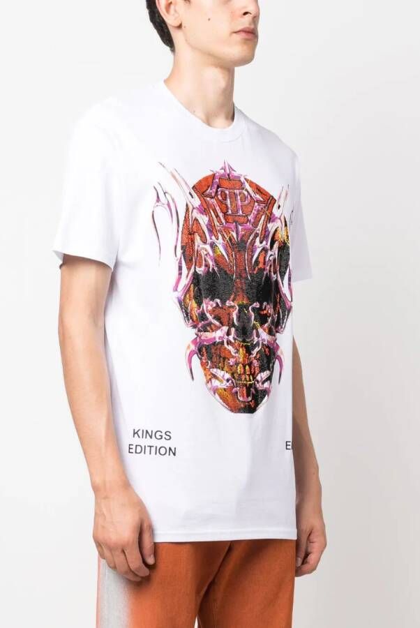 Philipp Plein T-shirt met doodskopprint Wit