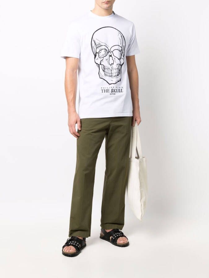 Philipp Plein T-shirt met doodskopprint Wit