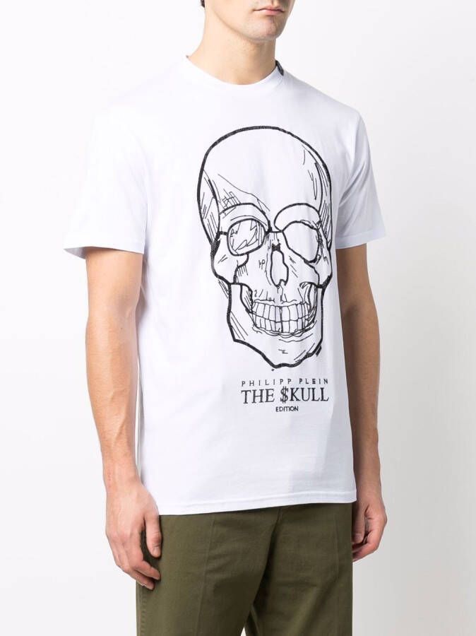 Philipp Plein T-shirt met doodskopprint Wit