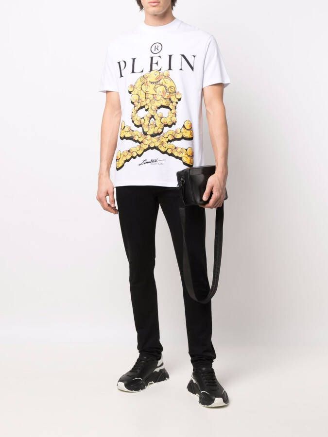 Philipp Plein T-shirt met doodskopprint Wit