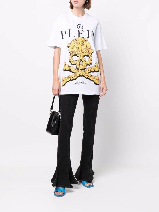 Philipp Plein T-shirt met doodskopprint Wit