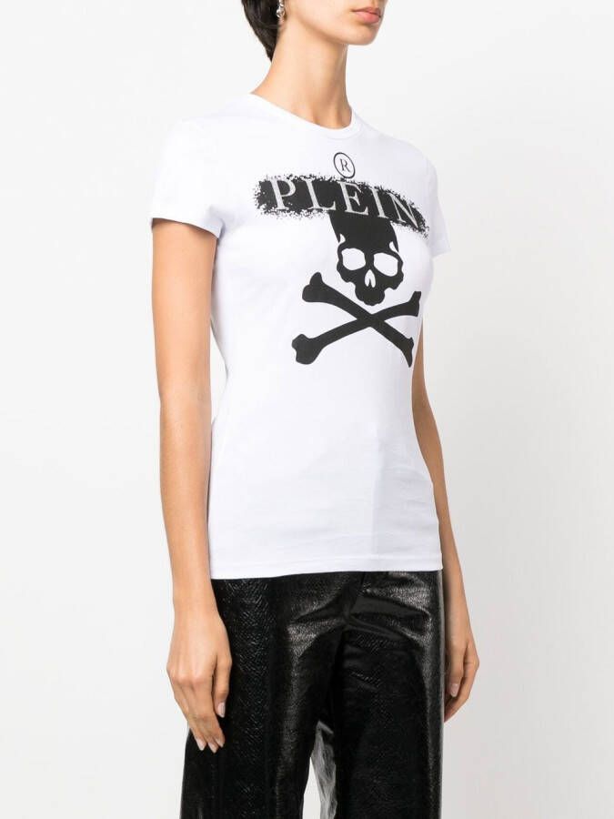Philipp Plein T-shirt met doodskopprint Wit