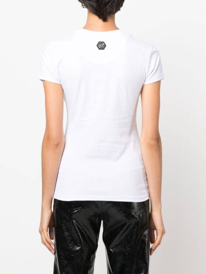 Philipp Plein T-shirt met doodskopprint Wit