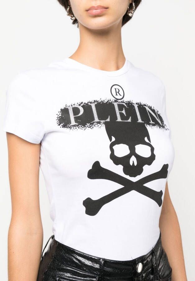 Philipp Plein T-shirt met doodskopprint Wit
