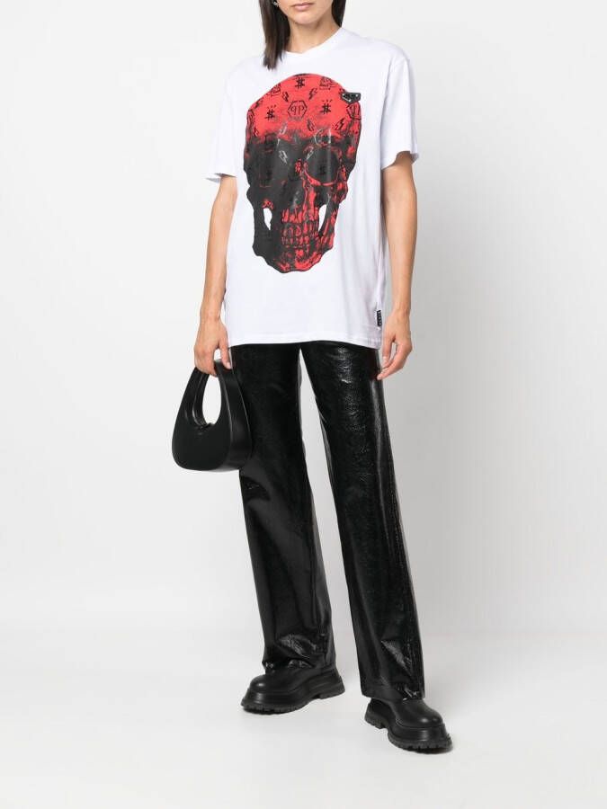 Philipp Plein T-shirt met doodskopprint Wit