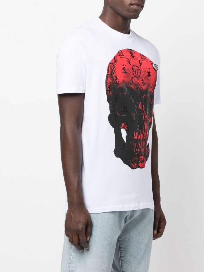 Philipp Plein T-shirt met doodskopprint Wit