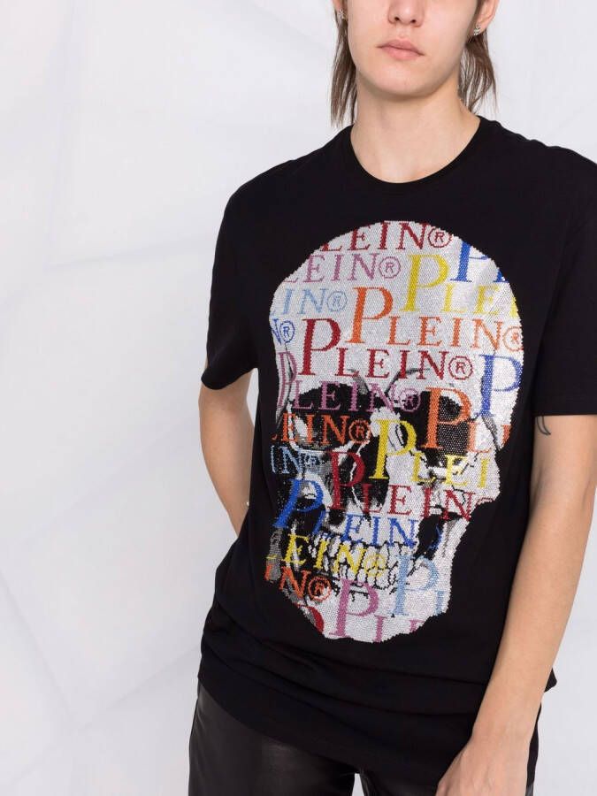 Philipp Plein T-shirt met doodskopprint Zwart