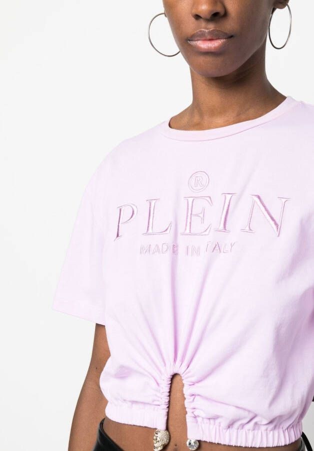 Philipp Plein T-shirt met geborduurd logo Paars