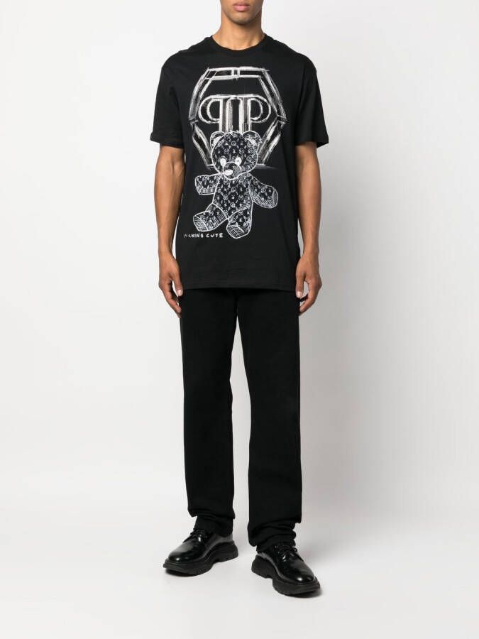 Philipp Plein T-shirt met logo van stras Zwart