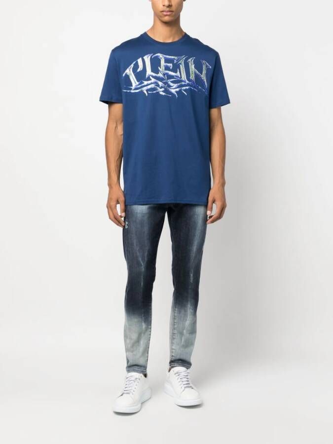 Philipp Plein T-shirt met logoprint Blauw