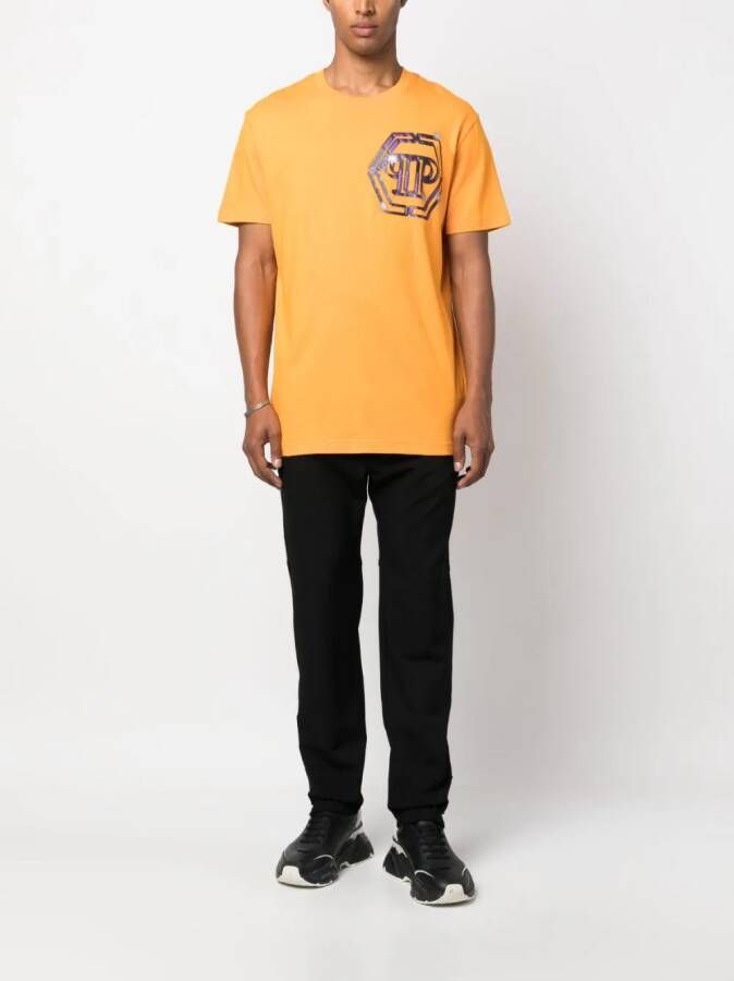 Philipp Plein T-shirt met logoprint Oranje