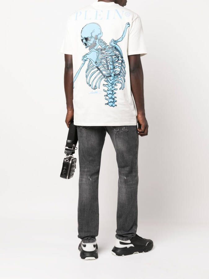 Philipp Plein T-shirt met skelet print Beige