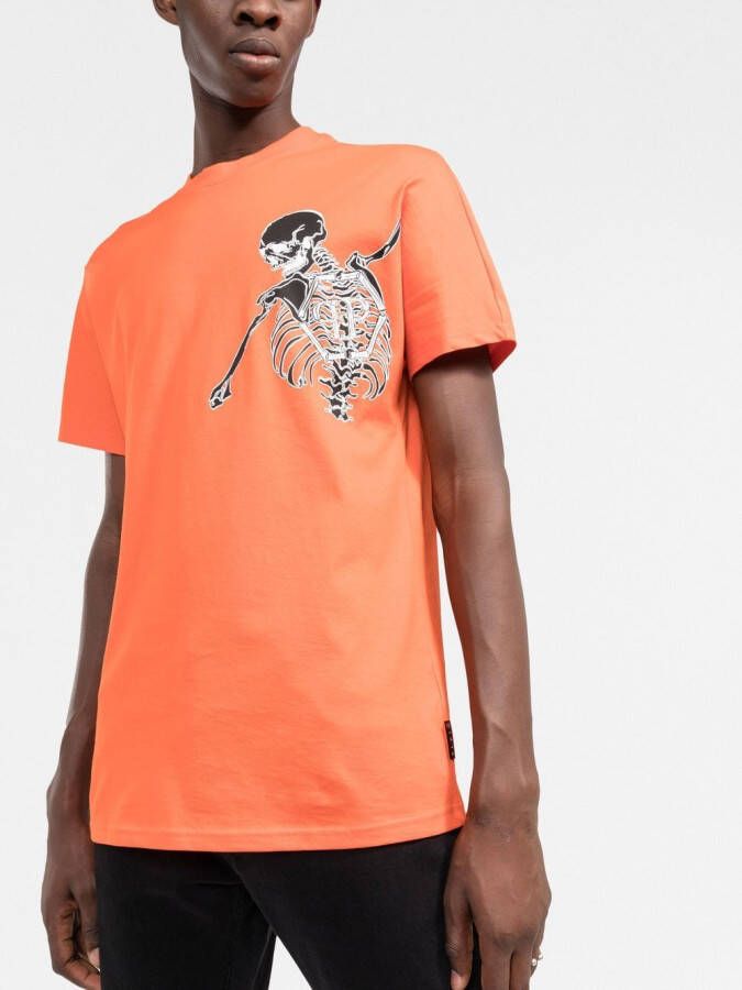 Philipp Plein T-shirt met skeletprint Oranje