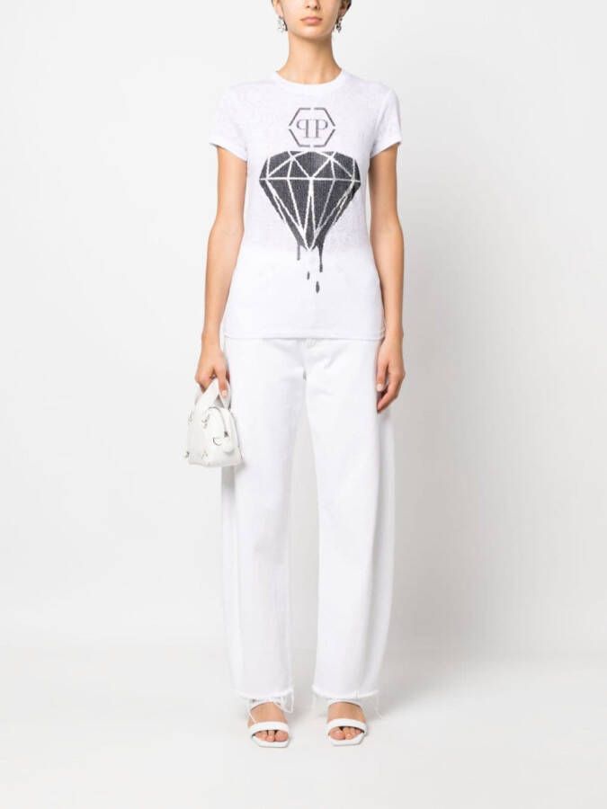 Philipp Plein T-shirt met slangenhuidprint Wit