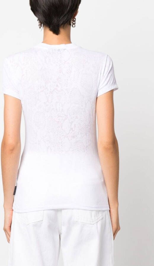 Philipp Plein T-shirt met slangenhuidprint Wit