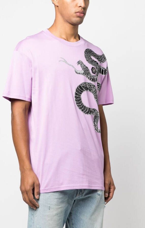 Philipp Plein T-shirt met slangenprint Beige